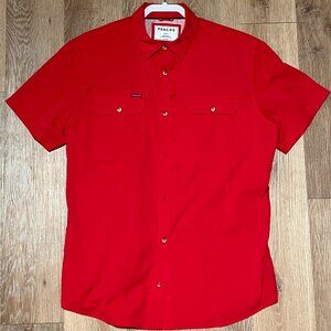 Poncho Outdoors; The Lumpkin, Slim-fit short sleeve shirt; Color Red, Size L